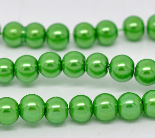 Perly skleněné / zelená / 6mm/ 20ks