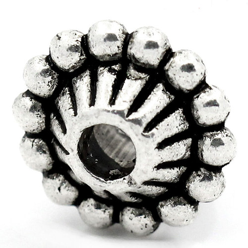 Kovový korálek UFO/ant.stříbro /11x5 mm/ 6ks