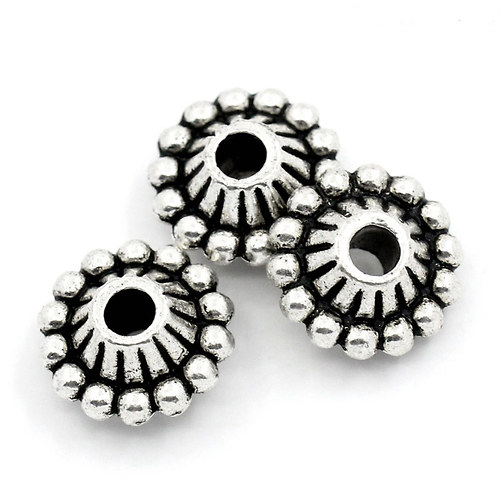 Kovový korálek UFO/ant.stříbro /11x5 mm/ 50ks