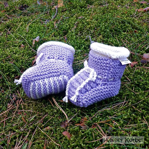 Levandulové bačkorky se smetanou, merino, 8,5 cm