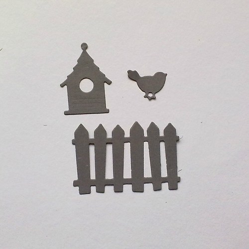 Výsek - Plot, budka a ptáček 3ks