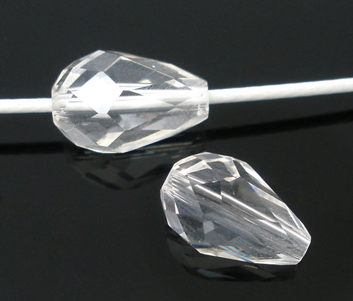 Skleněné broušené kapky/ 11x8mm/ čiré/ 2ks