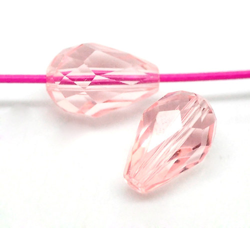 Skleněné broušené kapky/ 11x8mm/ růžové/ 2ks