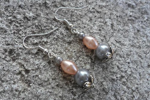 Apricot and grey - náušnice — foto 1