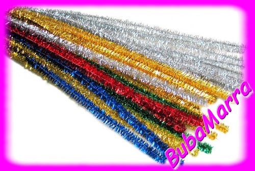 10ks ~ CHLUPATÝ DRÁTEK s lurexem~ 30cm~ MIX BAREV