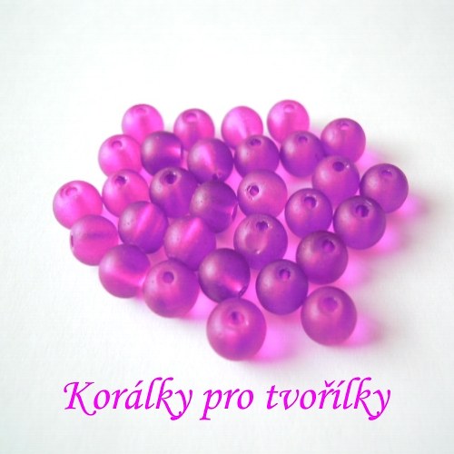 Korálky frost tm. fialové 6mm/30ks