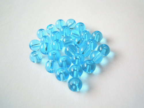Korálky skleněné modré 6mm/30ks