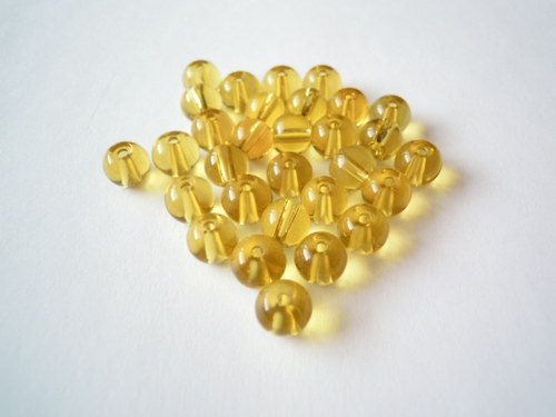 Korálky skleněné žluté 6mm/30ks