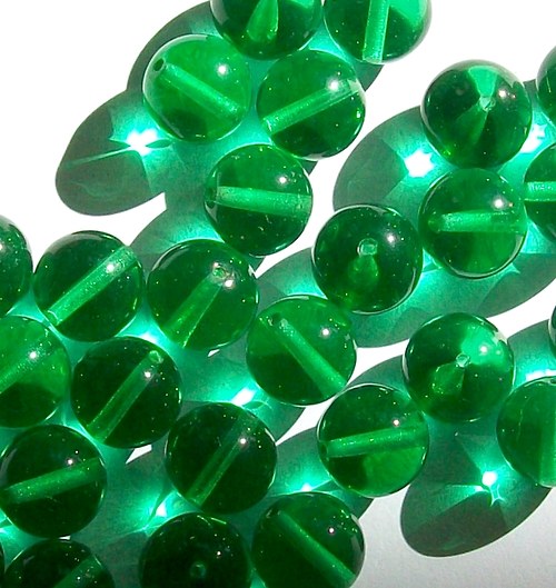 Korále Smaragdově Zelené Skleněné 12 mm