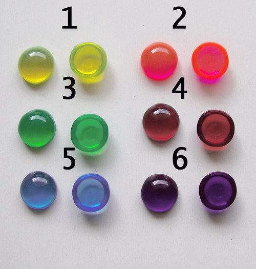 Epoxy čočka vypouklá/ / žlutá/ 12mm/ 2ks