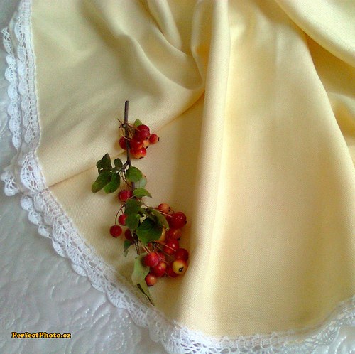 Oválový ubrus s háčkovanou krajkou — foto 1