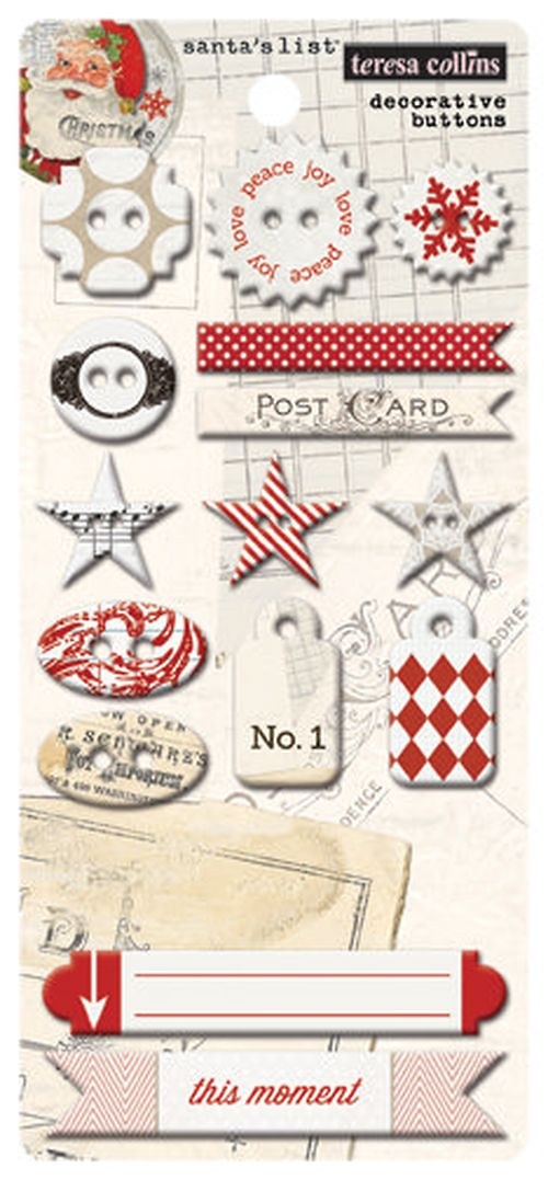 Santas List Chipboard Buttons, knoflíky — foto 1
