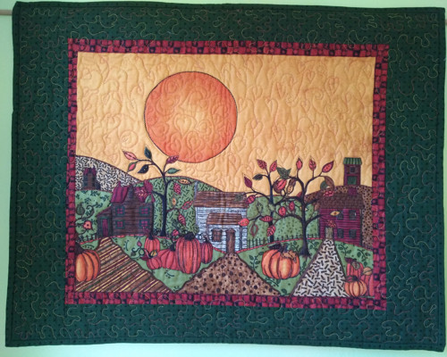 Podzimní prošívaný obraz s motivem slunce, 60 x 70