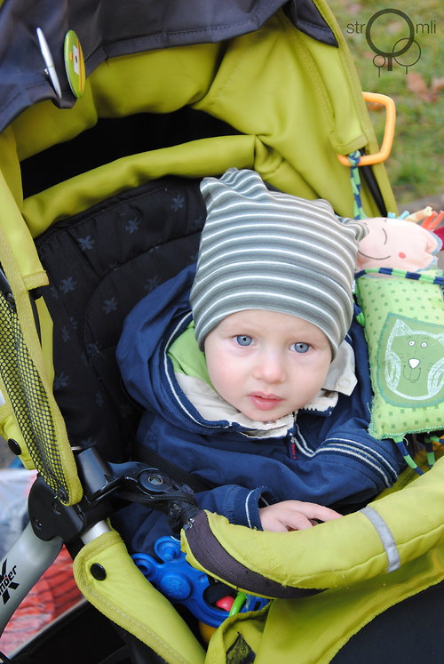Dětská čepice khaki s pruhem 3-9 M — foto 1