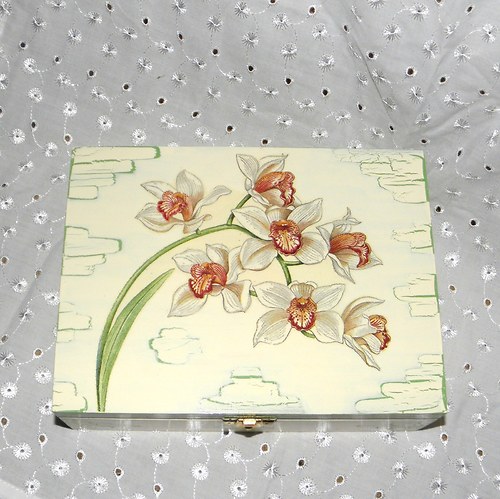 Krabička na čaj - s orchidejí