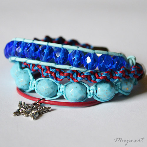 Červenotyrkysový náramek "EMBRACING BRACELET"
