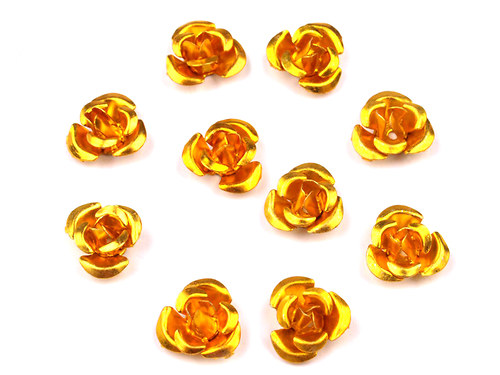 Růžička 10mm kovová žlutá, 10ks