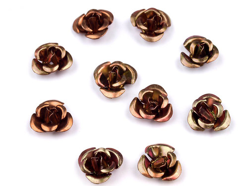 Růžička 10mm kovová hnědá, 10ks
