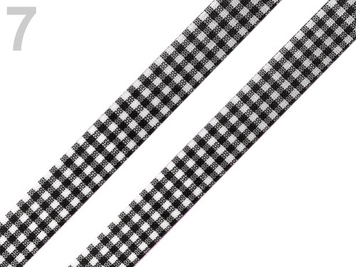 Stuha károvaná š.12mm řezaná černá
