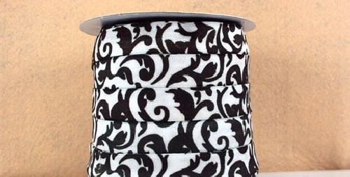 Pruženka/guma š. 16 mm: White damask — foto 1