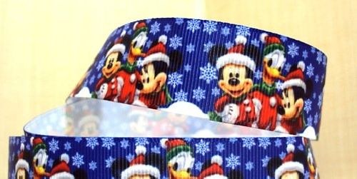 Stuha rypsová š.25 mm: Mickey v zimě