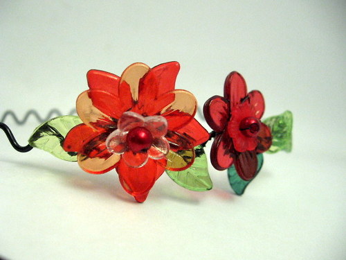 Čelenka Flowers - černo-červená — foto 1