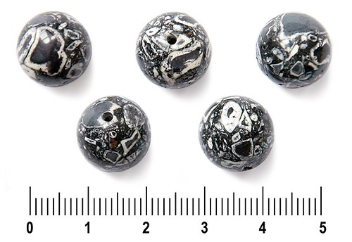 Černá zlomková kulička, 12 mm, 3 ks