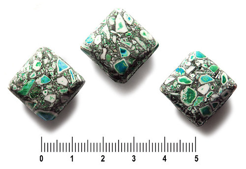Zeleno-tyrkysové zlomkové kosočtverce, 19 × 19 mm