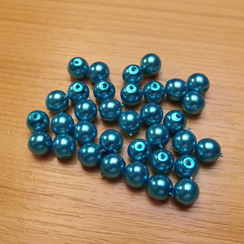 Voskované perly 8 mm - tyrkysové