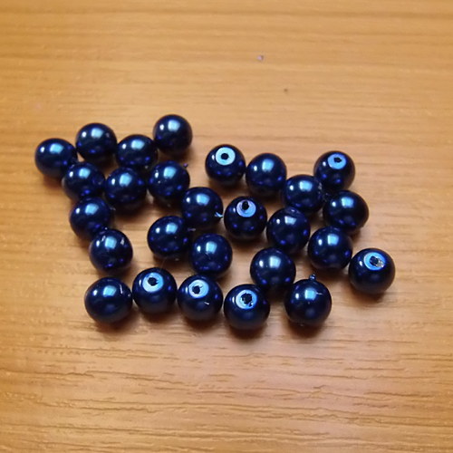 Voskované perly 6 mm - modrá