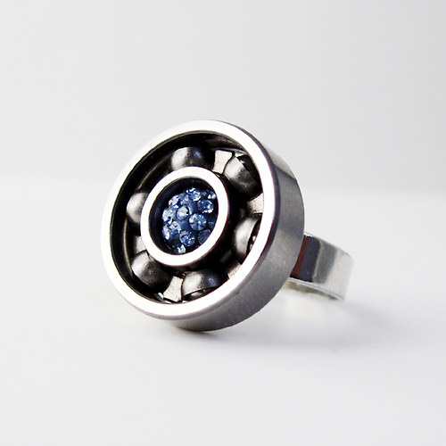 Bearing #9 prsten s modrými kamínky Maxi — foto 1