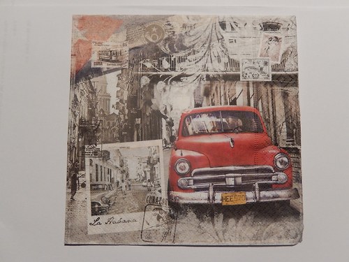 Ubrousek na decoupage - červené auto
