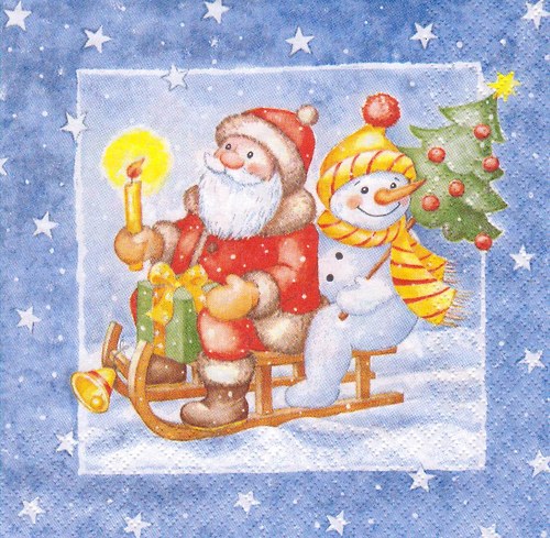 Ubrousek - santa a sněhulák (2 ks - AKCE)