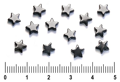 Hematitové hvězdičky, 6 mm, 5 ks