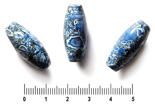 Modré zlomkové olivky, 11 × 25 mm, 1 ks