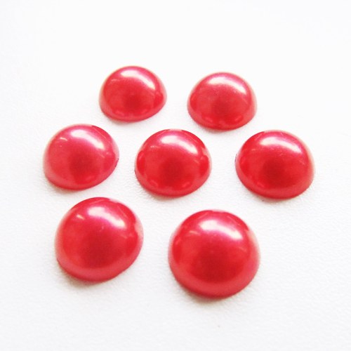 Kabošon 12mm hladký perleťový červený - 20 ks