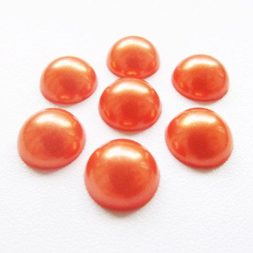 Kabošon 12mm hladký perleťový oranžový - 20 ks