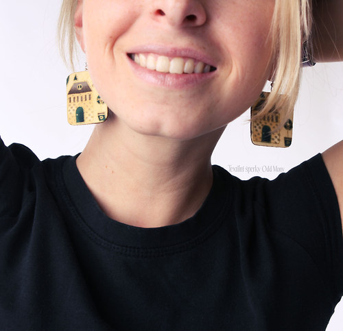 Textilní naušnice - Domeček uprostřed lesa — foto 1
