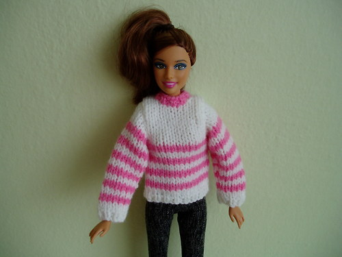 Svetr pro Barbie-růž. pruhy — foto 1