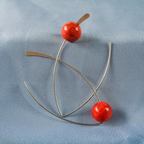 Náušnice Soy silver - red coral (ID 394) — foto 1