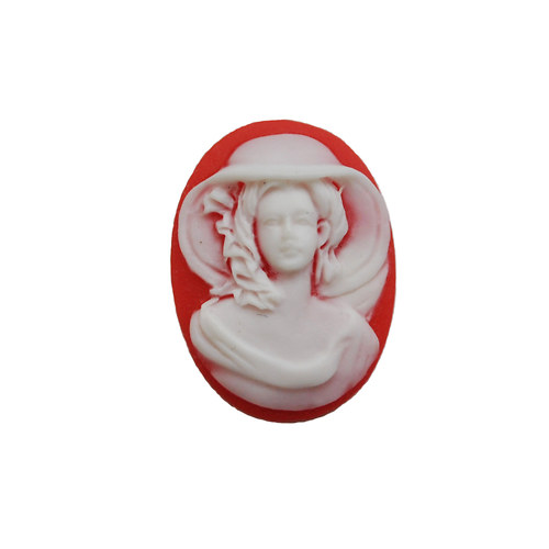 Cameo Lady In Hat 18x13 mm