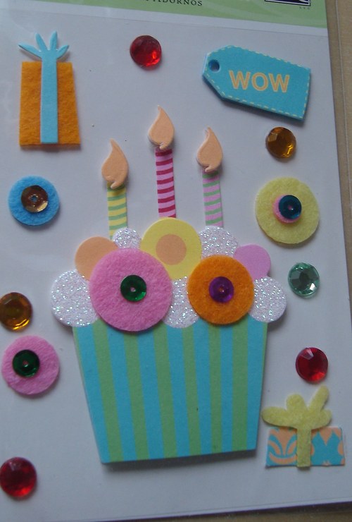 Narozeniny dort 3D nálepky samolepky, scrapbooking — foto 1