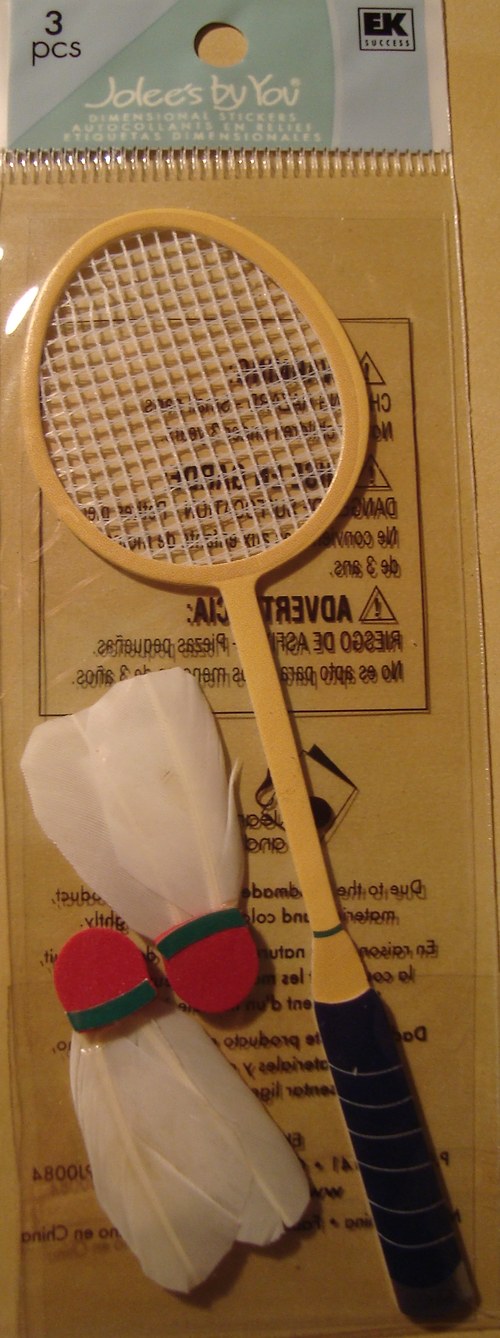 Badmintonová raketa 3D samolepky scrapbook — foto 1