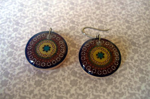 Illustrated circles- modro-hnědé kytičky — foto 1