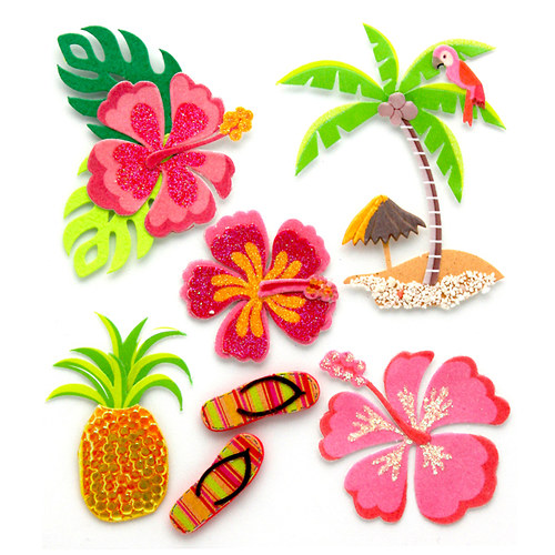 Hawai květiny 3D samolepky scrapbook — foto 1