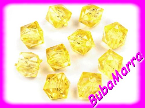 10ks~ Broušené korálky ~ kostka 7x7mm ~ ŽLUTÁ