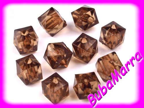 10ks~ Broušené korálky ~ kostka 7x7mm ~ HNĚDÁ