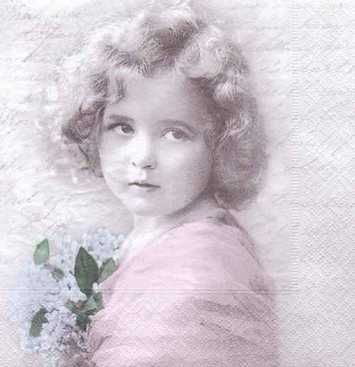 Ubrousek - dívka s kyticí