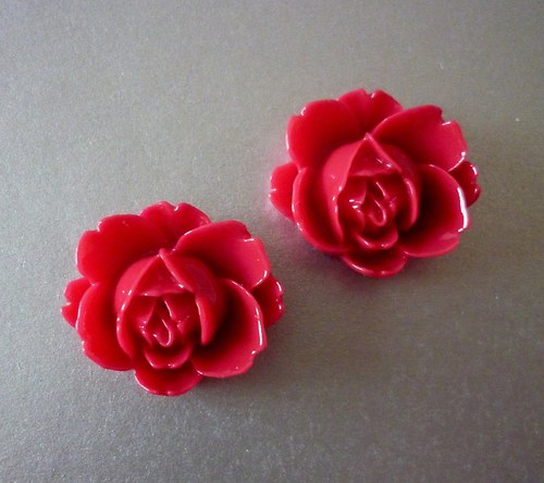 C49/kabošon růžička bordó / 21x19x8mm /2ks