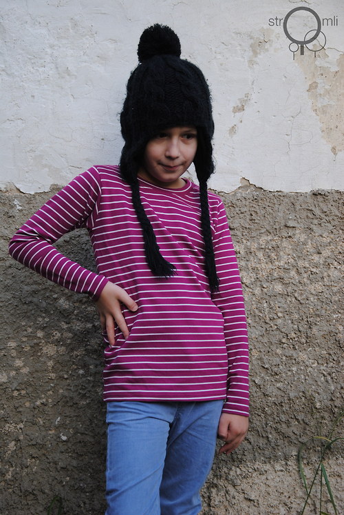 Lila proužkované, vel. 9-11 roky — foto 1